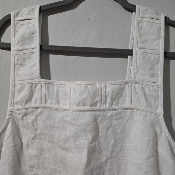 NWT MADEWELL Mini Dress Women Size 14 Embroidered Tank Linen Crisp White Pockets - Picture 2 of 8